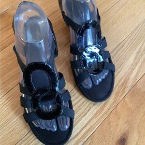 Black Strappy Sandals with Clear Sole